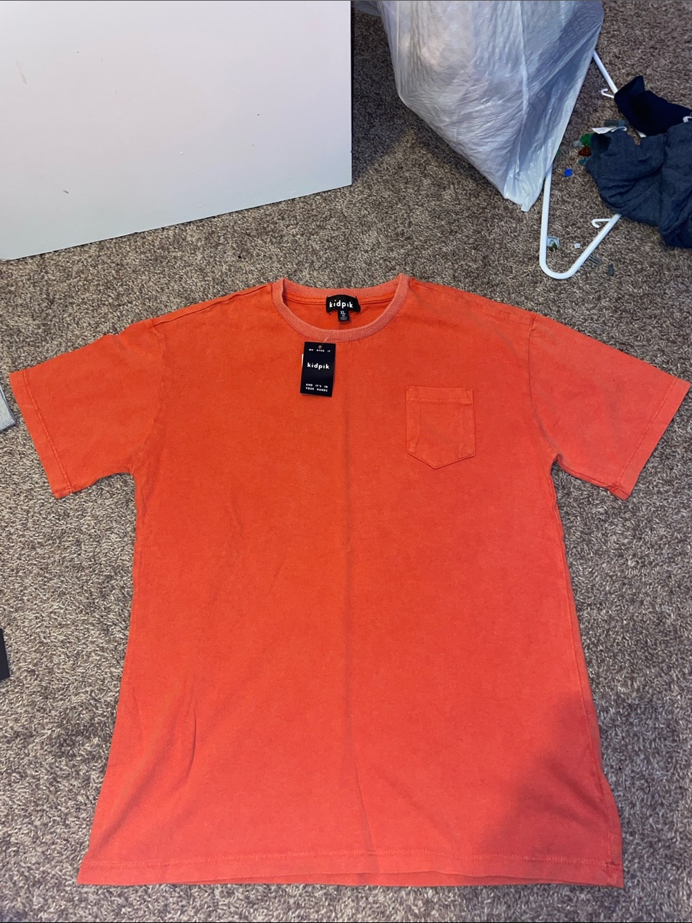 kidpik Orange Short-Sleeve Pocket Tee